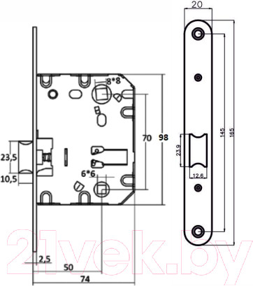 Изображение товара Защелка врезная Vettore WC 170 Kevlar AB (бронза)