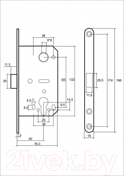 Изображение товара Защелка врезная Vettore 410 C-S Magnet NI (никель)