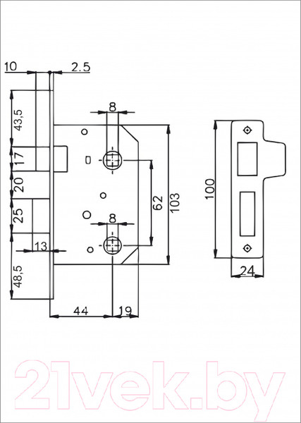 Изображение товара Защелка врезная с фиксацией Vettore WC 251 GP (золото)