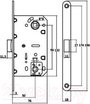 Изображение товара Защелка врезная с фиксацией Vettore 410 B-S Magnet MCP (хром матовый)