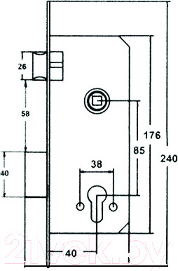 Изображение товара Замок врезной Vettore 194-40 CP (хром)