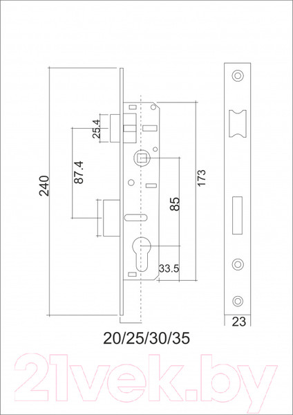 Изображение товара Замок врезной Vettore 153P-25 CP (хром)