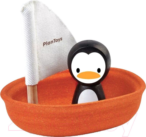 Изображение товара Набор игрушек для ванной Plan Toys Лодка и пингвин / 5711