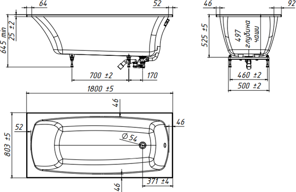 Изображение товара Ванна из искусственного мрамора Belux Виктория ВВИ-1800 (белый)