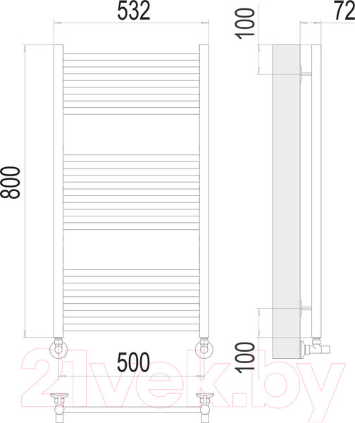 Изображение товара Полотенцесушитель водяной Terminus Аврора П16 500x800 (RAL 9005 матовый)