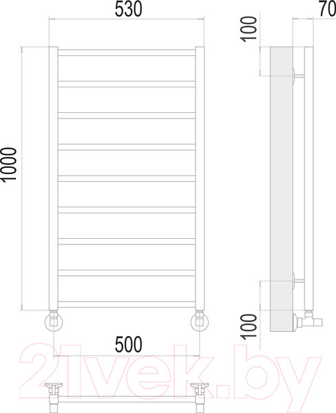 Изображение товара Полотенцесушитель водяной Terminus Контур П9 500x1000 (RAL 9005 матовый)