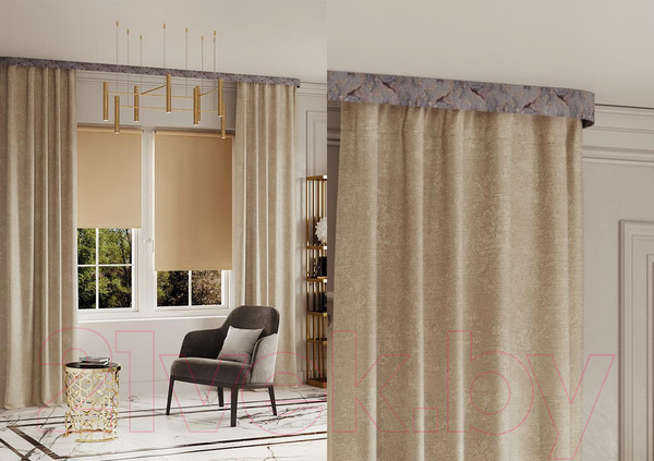 Изображение товара Карниз для штор LEGRAND Стоун с поворотами 7см 3.6м 2р / 58101270 (марбель)