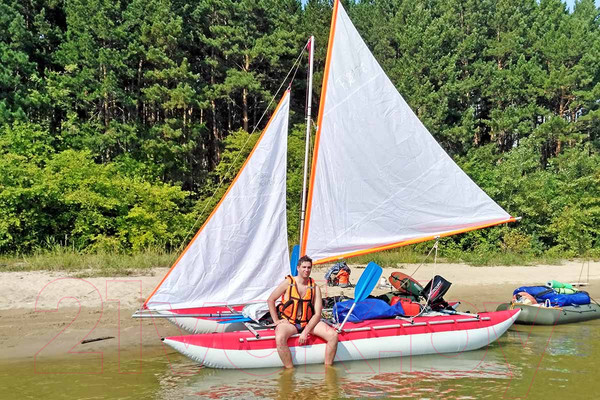 Изображение товара Катамаран Вольный ветер Валдай-4 с парусным вооружением / 19002 (хаки)