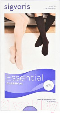 Изображение товара Чулки компрессионные Sigvaris Essential Classical / 19417 (M long, черный)