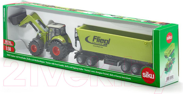 Изображение товара Трактор игрушечный Siku Claas Axion 850 с погрузчиком и самосвалом / 1949