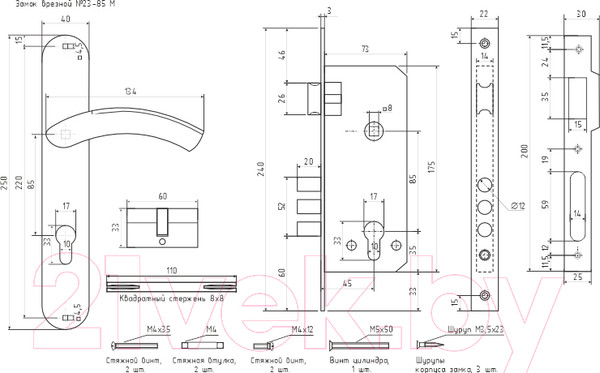 Изображение товара Замок врезной Нора-М N23-85 М (хром)