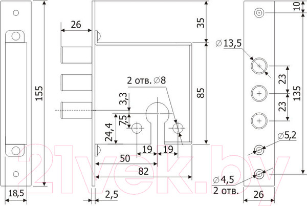 Изображение товара Замок врезной Гардиан 1201 (б/ц)