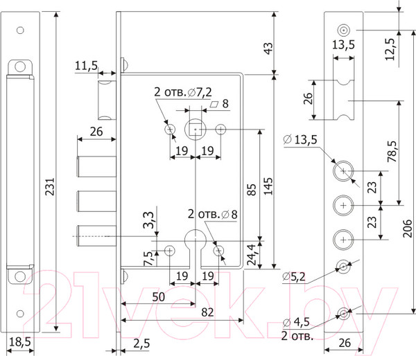 Изображение товара Замок врезной Гардиан 1211 (б/ц)