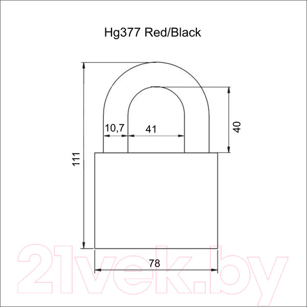 Изображение товара Замок навесной Vettore HG377 Red/Black 3 кл. (красный/черный)