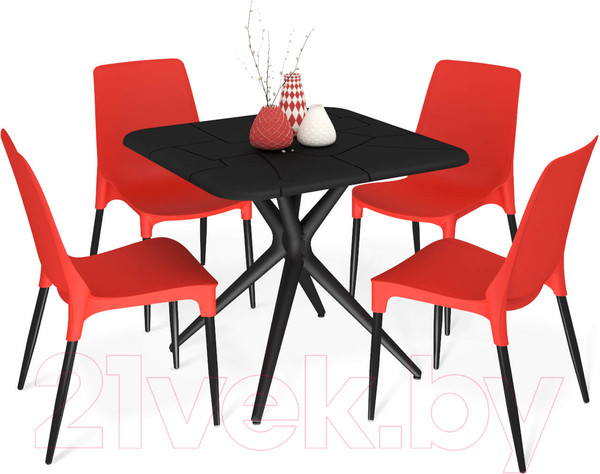 Изображение товара Комплект садовой мебели Sheffilton SHT-DS208 (черный/красный)