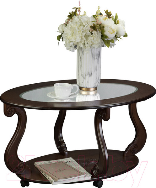 Изображение товара Журнальный столик Мебелик Овация С на колесах (темно-коричневый)
