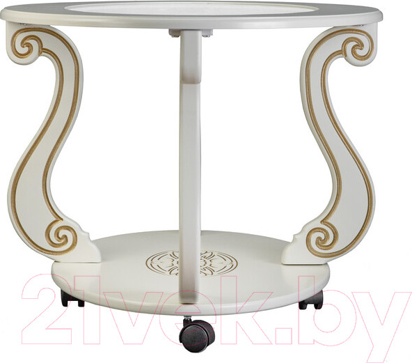 Изображение товара Журнальный столик Мебелик Овация С на колесах (слоновая кость/золото)