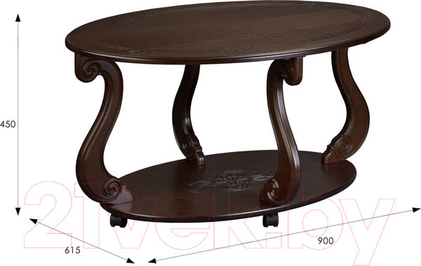 Изображение товара Журнальный столик Мебелик Овация М на колесах (темно-коричневый)