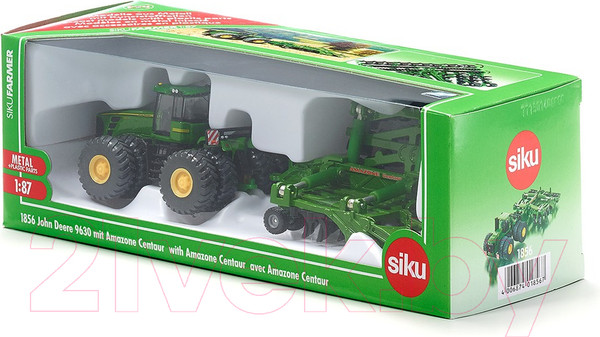 Изображение товара Трактор игрушечный Siku John Deere 9630 c прицепом-плугом / 1856