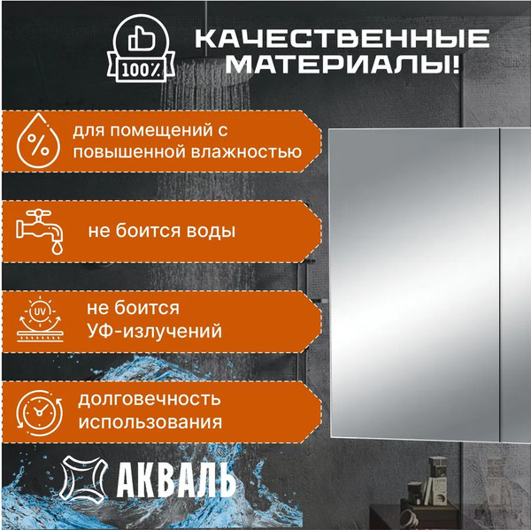 Изображение товара Шкаф с зеркалом для ванной Акваль Карина / ЕК.04.07.00.N