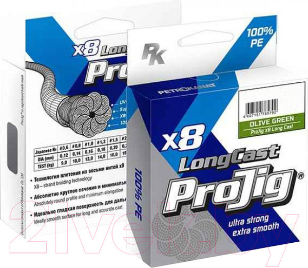 Изображение товара Леска плетеная Петроканат ProJig X8 Long Cast 0.16мм 12.0кг (150м, хаки)