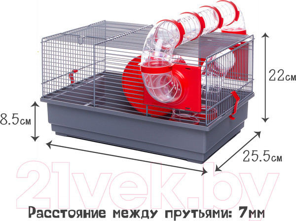Изображение товара Клетка для грызунов Voltrega 001115G/red (с туннелем)