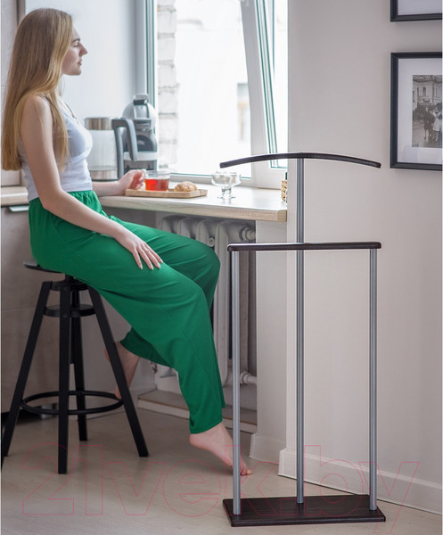 Изображение товара Стойка для одежды Мебелик Костюмная Дэви 1 (металлик/венге)