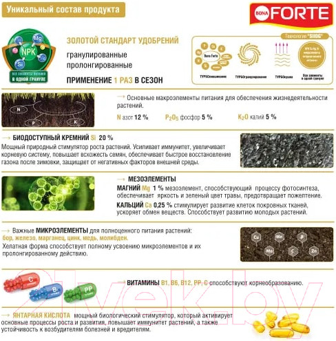 Изображение товара Удобрение Bona Forte Для газонов BF23010451 (5кг)
