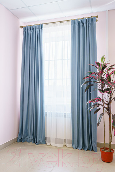 Изображение товара Комплект штор Decoretto Нубук холодный голубой НХГ-K30 (450x270, голубой)
