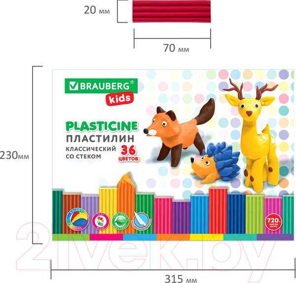 Изображение товара Пластилин Brauberg Kids Классический / 106438 (36цв)