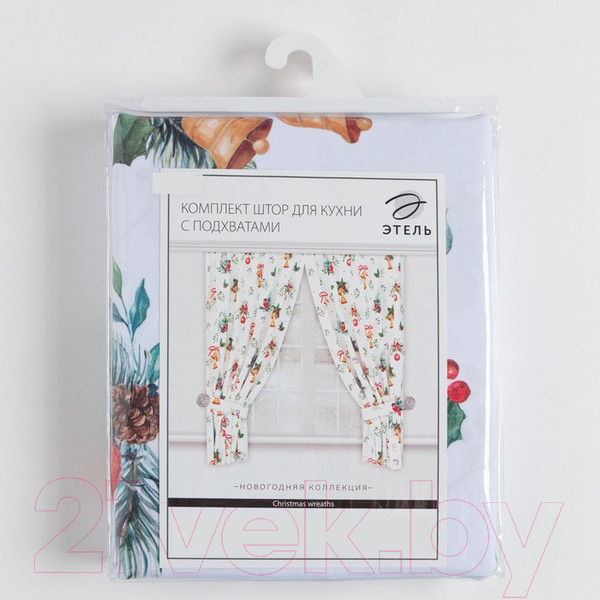 Изображение товара Комплект штор Этель Christmas Wreaths 7072273 (145x180, 2шт)