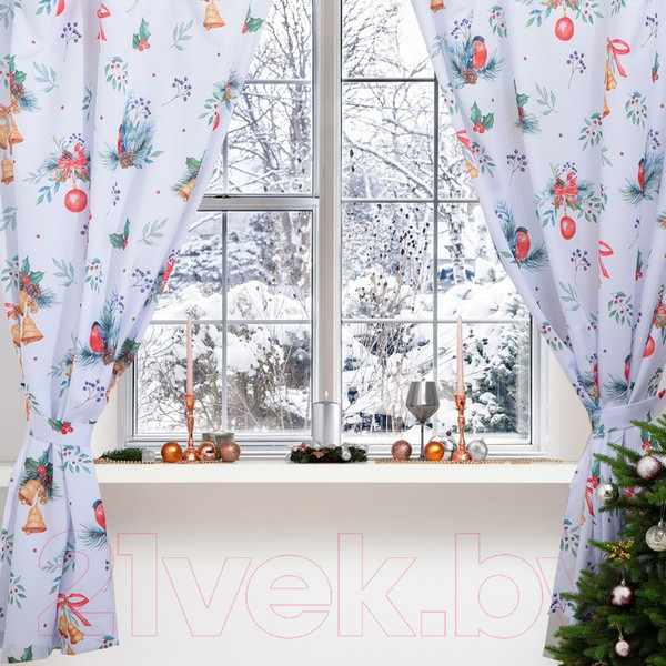 Изображение товара Комплект штор Этель Christmas Wreaths 7072273 (145x180, 2шт)