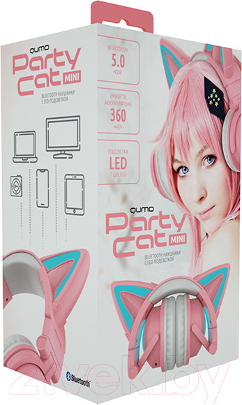 Изображение товара Беспроводные наушники Qumo Party Cat Min BT 0051 (розовый/голубой)