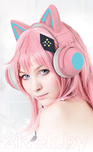 Изображение товара Беспроводные наушники Qumo Party Cat Min BT 0051 (розовый/голубой)