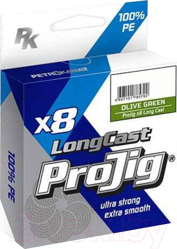 Изображение товара Леска плетеная Петроканат ProJig X8 Long Cast 0.24мм 18.0кг (100м, хаки)