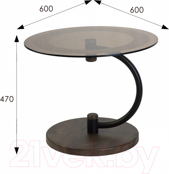 Изображение товара Журнальный столик Мебелик Дуэт 13Н (черный/дуб маррон/тонированное)
