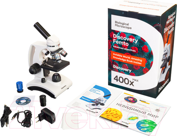 Изображение товара Микроскоп цифровой Levenhuk Discovery Femto Polar с книгой / D77986 