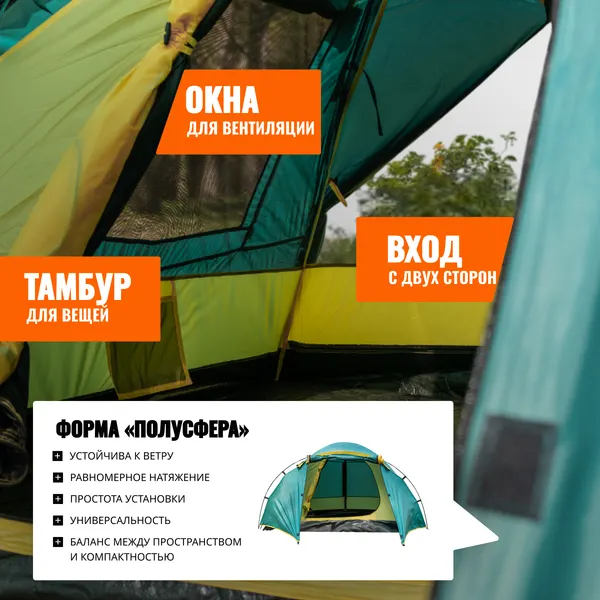 Изображение товара Палатка Coyote Kansas-3 / CL-B21-3P-Green