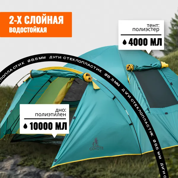 Изображение товара Палатка Coyote Kansas-3 / CL-B21-3P-Green