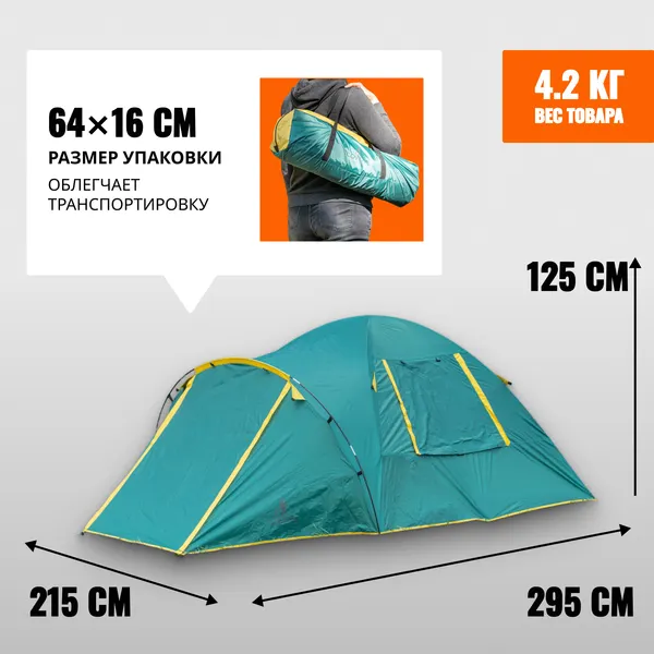 Изображение товара Палатка Coyote Kansas-3 / CL-B21-3P-Green