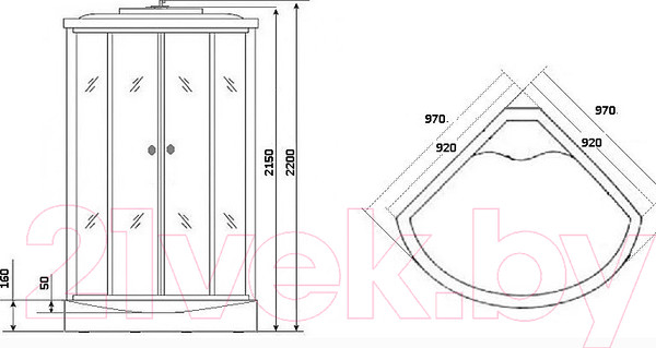 Изображение товара Душевая кабина Niagara NG-902-01 100x100x220 (тонированное стекло)