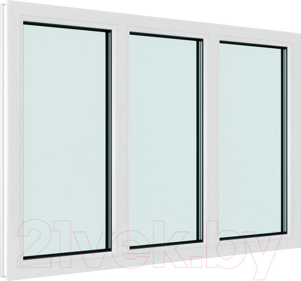 Изображение товара Окно ПВХ Brusbox Деленное на 3 части глухое 3 стекла (1400x2100x70)