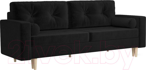 Изображение товара Диван Mebel-Ars Евро Белфаст (велюр черный НВ-178 17)