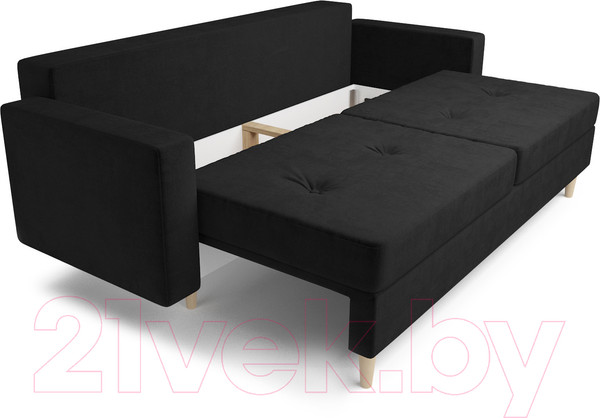 Изображение товара Диван Mebel-Ars Евро Белфаст (велюр черный НВ-178 17)