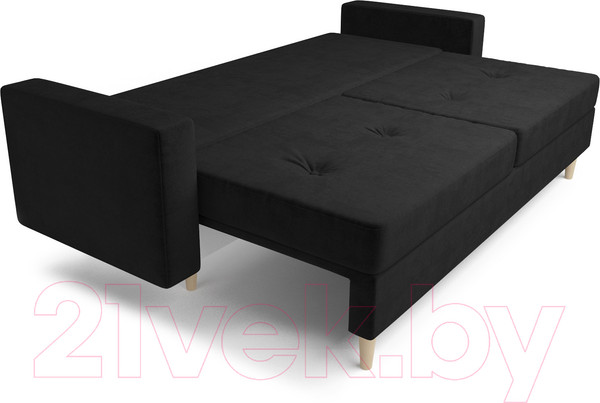 Изображение товара Диван Mebel-Ars Евро Белфаст (велюр черный НВ-178 17)