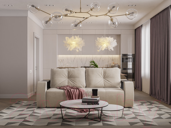 Изображение товара Диван Mebel-Ars Еврокнижка Мальтида (бархат бежевый/Star Velvet 6 Light Beige)