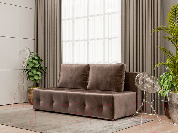Изображение товара Диван Mebel-Ars Еврокнижка Марсель №1 (бархат серо-шоколадный/Star Velvet 60 Coffee)