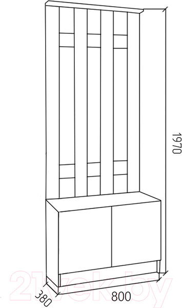 Изображение товара Секция в прихожую МДК СПР 1970x800x380 (белый)