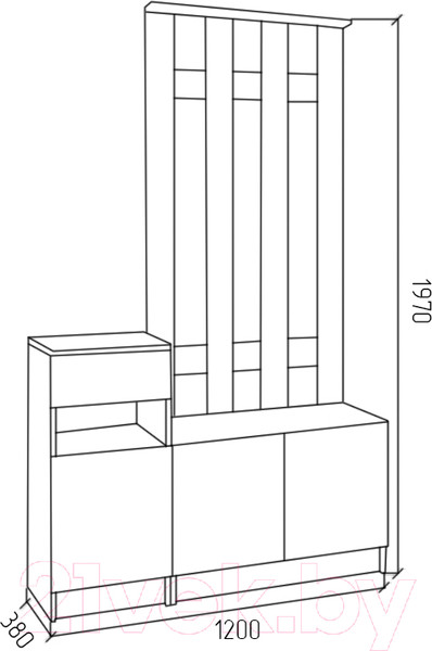 Изображение товара Секция в прихожую МДК СПР1 1970x1200x380 (венге/дуб млечный)