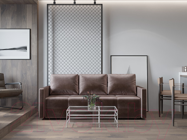 Изображение товара Диван Mebel-Ars Еврокнижка Марсель №2 (бархат серо-шоколадный Star Velvet 60 Coffee)